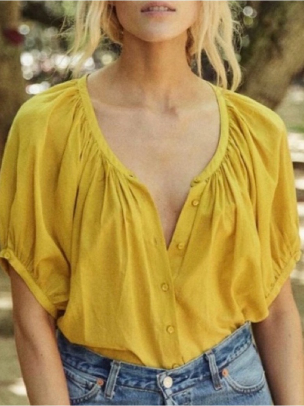 Doen June Top - Moss Yellow